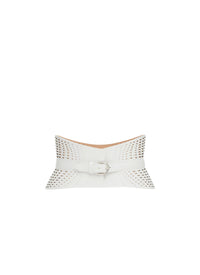 Perforated Leather Strapless Belt - Optic White