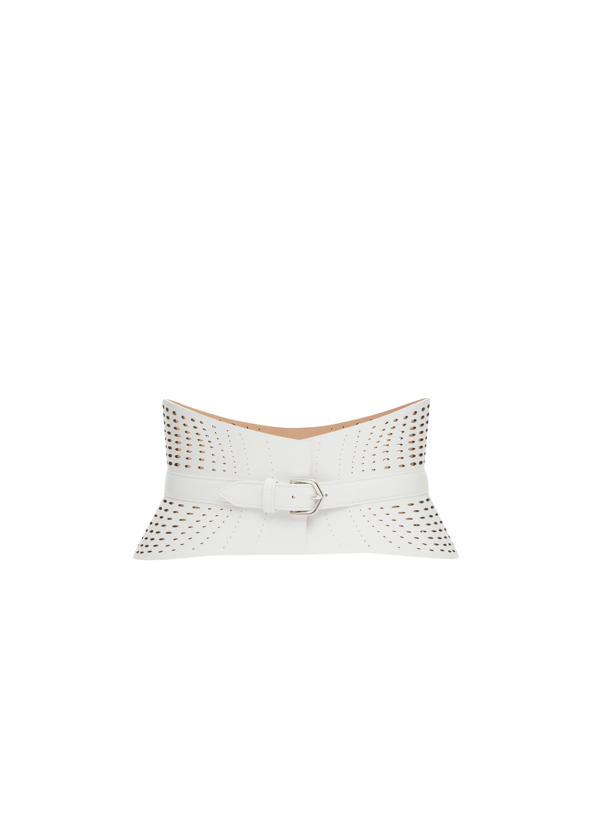 Perforated Leather Strapless Belt - Optic White