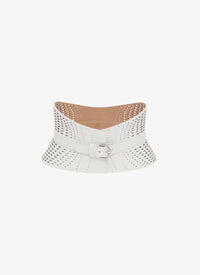 Perforated Leather Strapless Belt - Optic White
