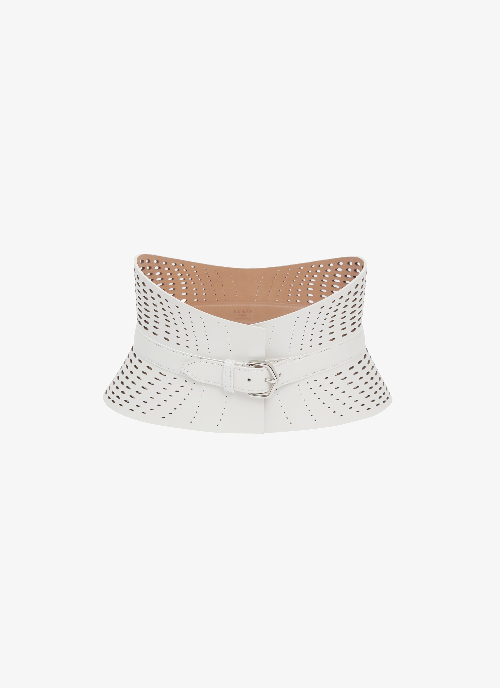 Perforated Leather Strapless Belt - Optic White