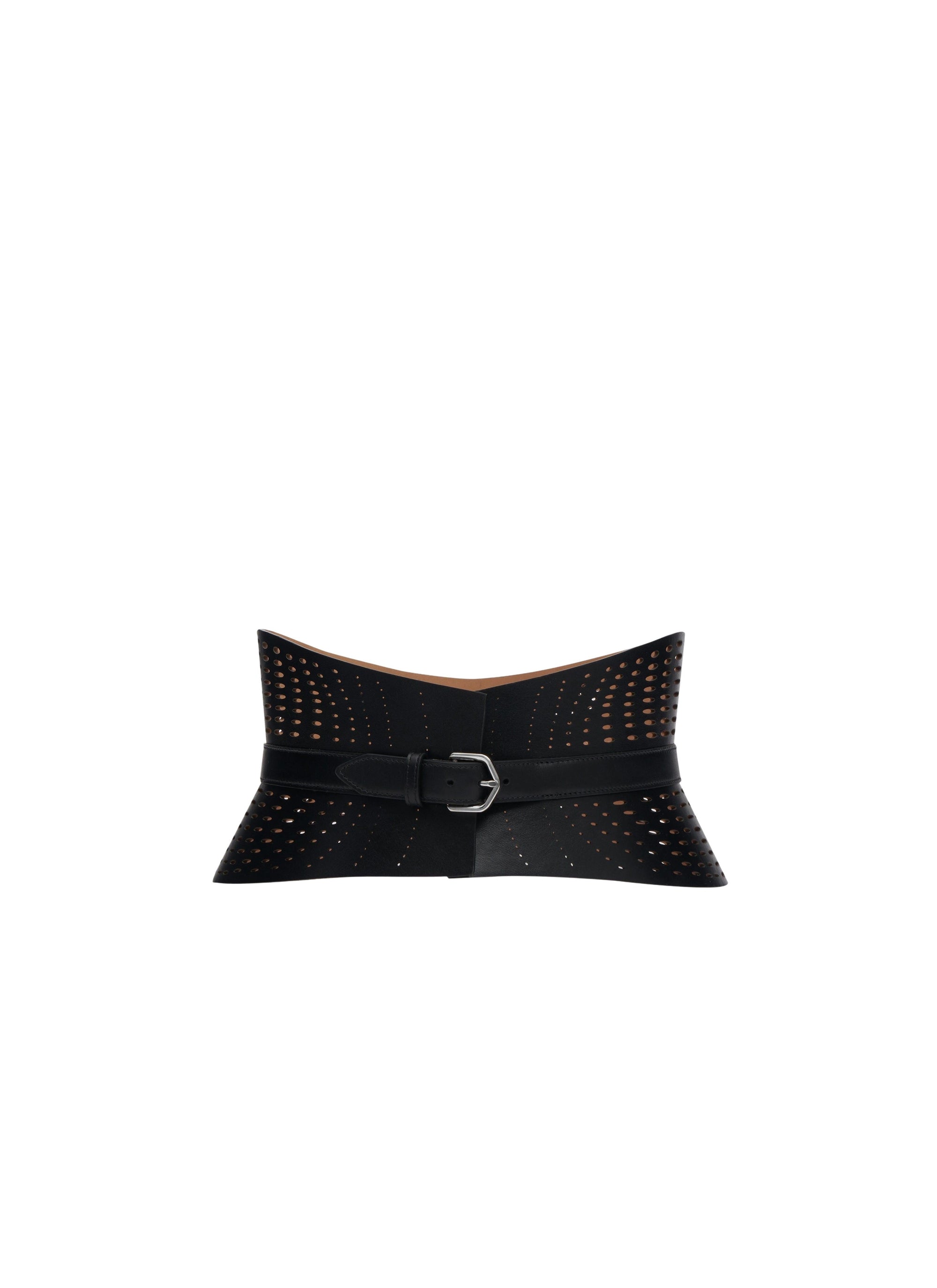Perforated Leather Strapless Belt - Black
