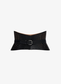 Perforated Leather Strapless Belt - Black