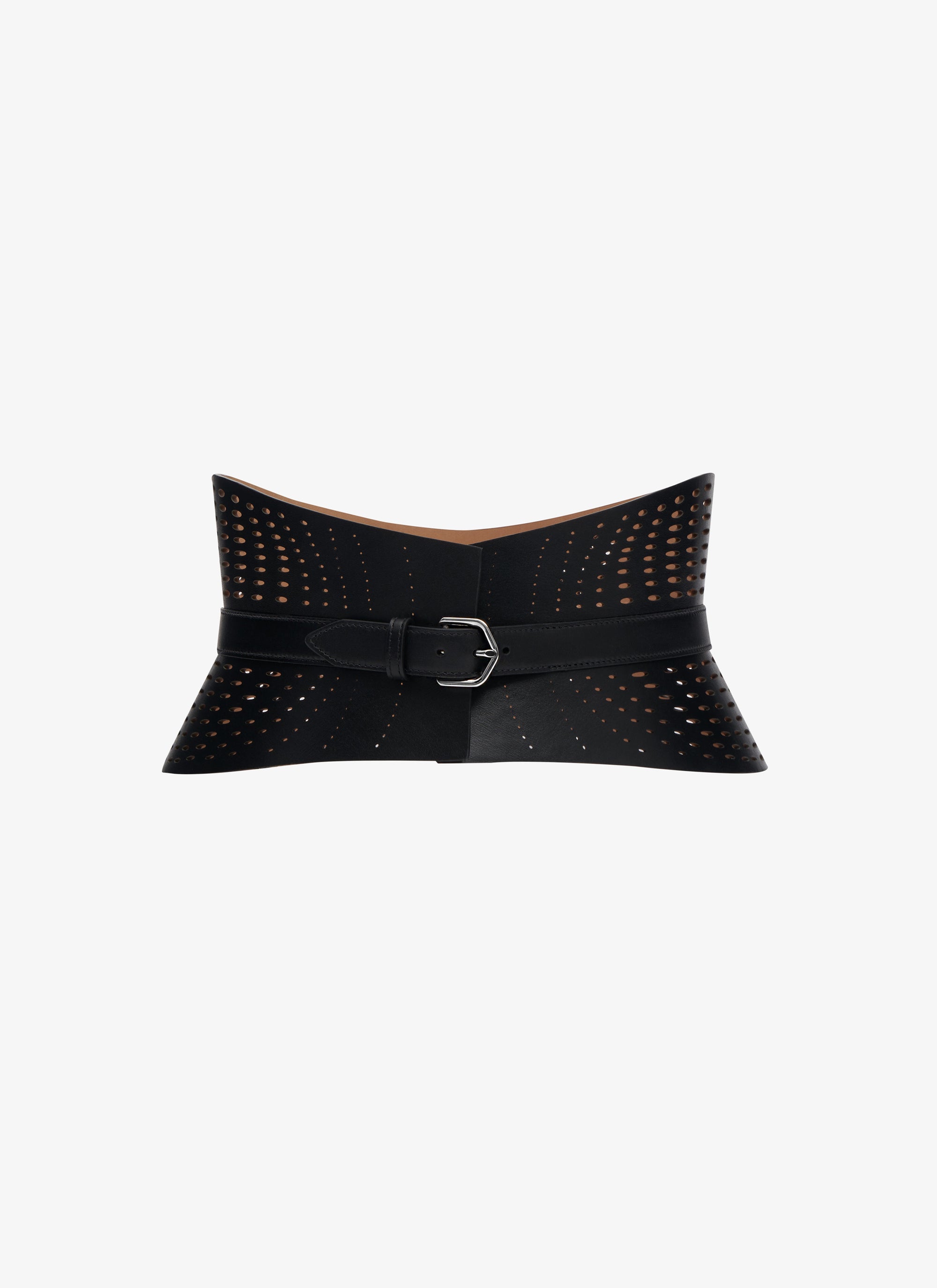 Perforated Leather Strapless Belt - Black