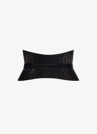 Perforated Leather Strapless Belt - Black