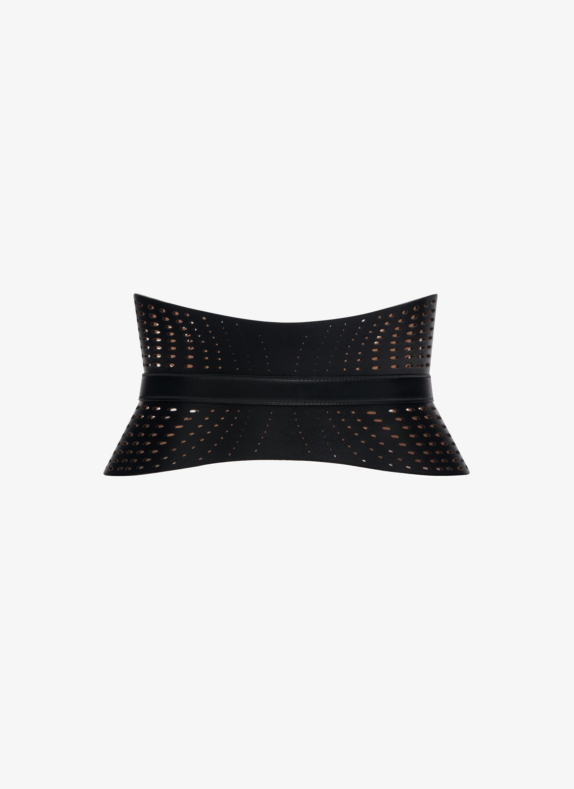 Perforated Leather Strapless Belt - Black