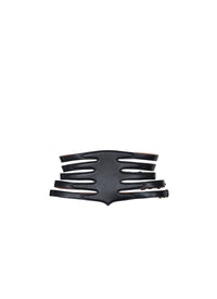 Ceinture multi boucles en cuir - Noir