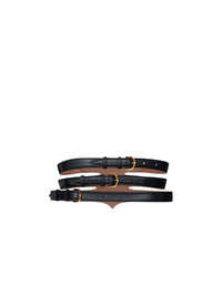 Ceinture multi boucles en cuir - Noir
