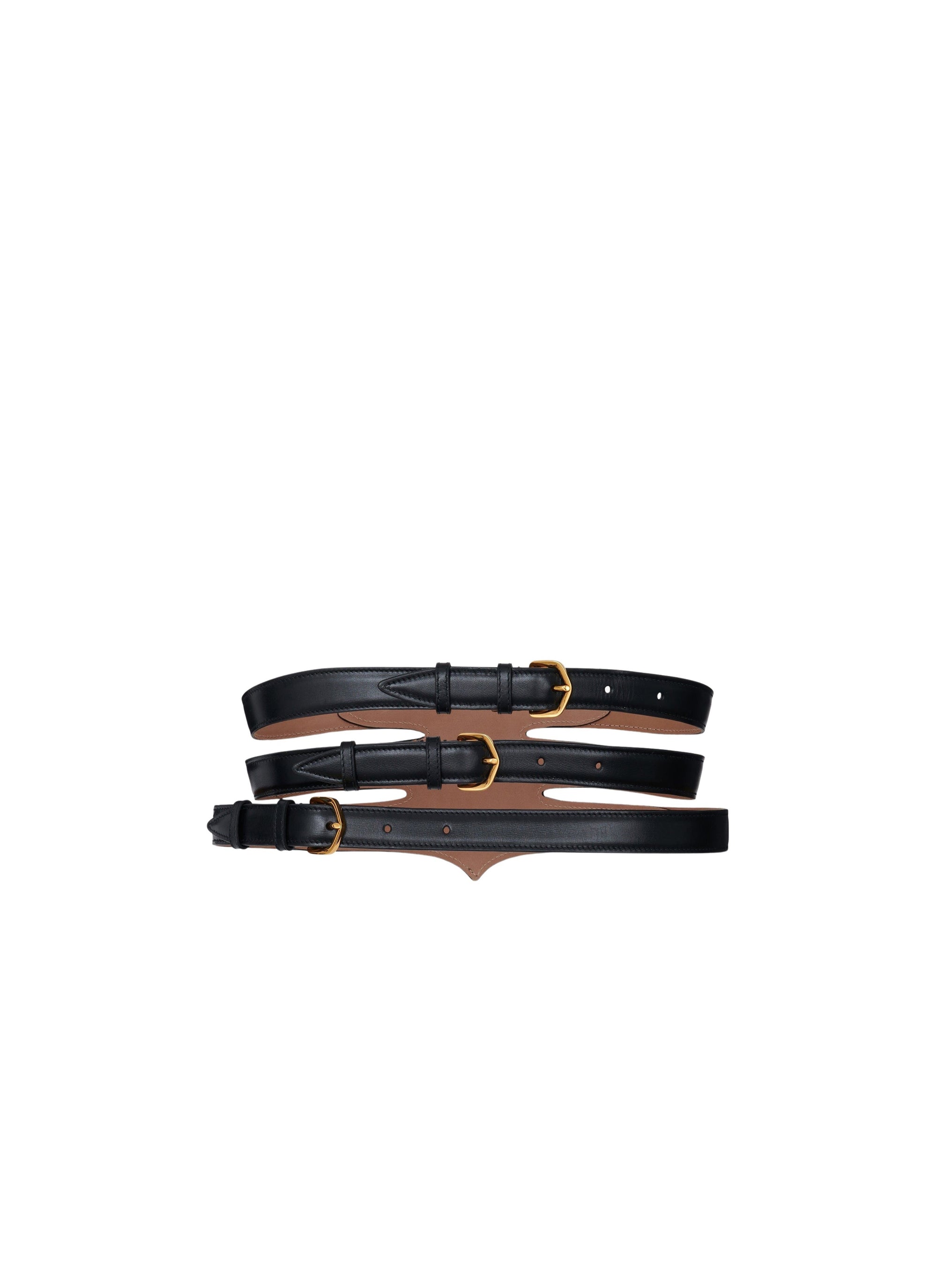 Ceinture multi boucles en cuir - Noir
