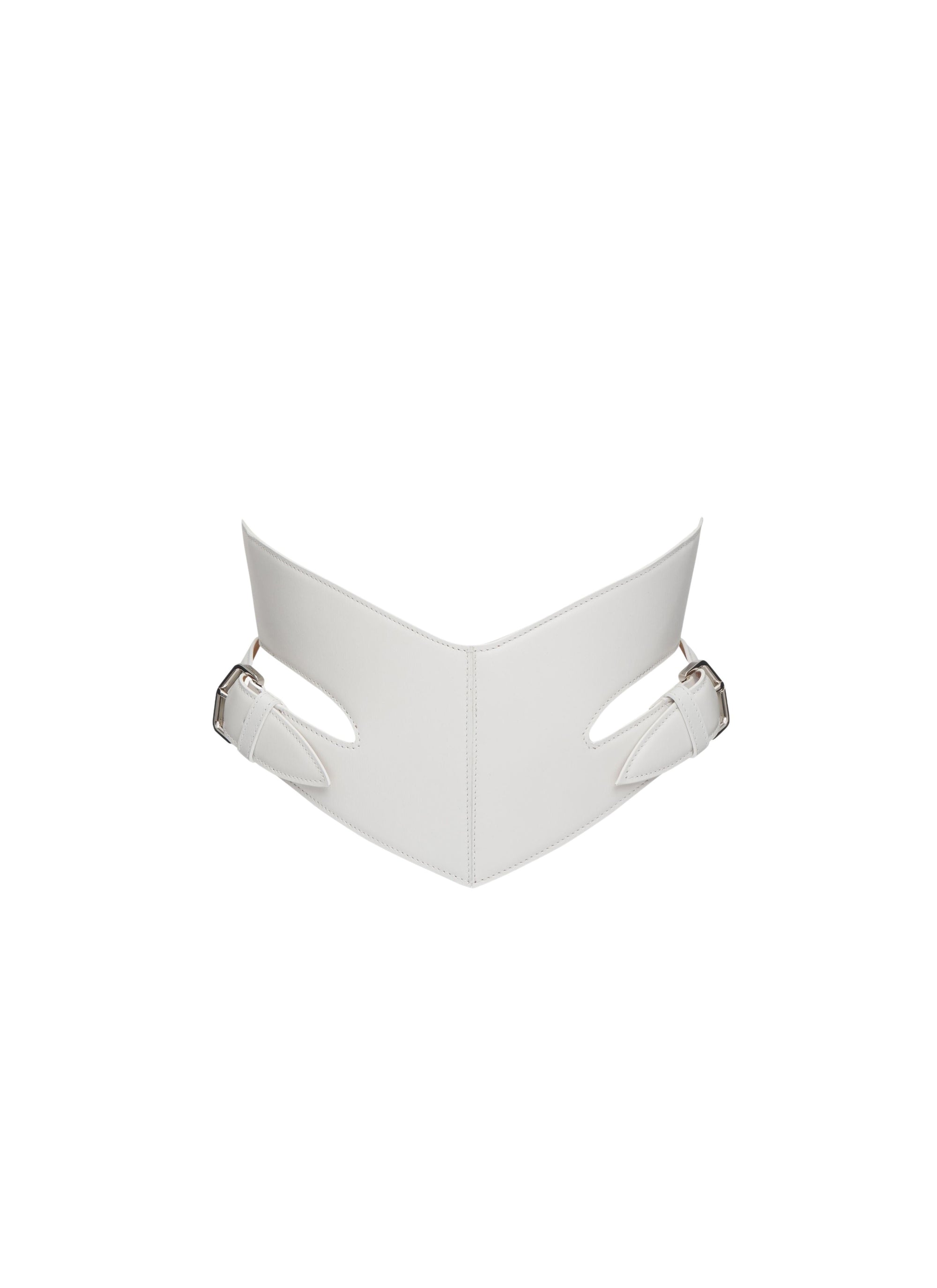 Ceinture corset croisée en cuir - Blanc Optique