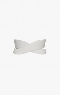 Ceinture corset croisée en cuir - Blanc Optique
