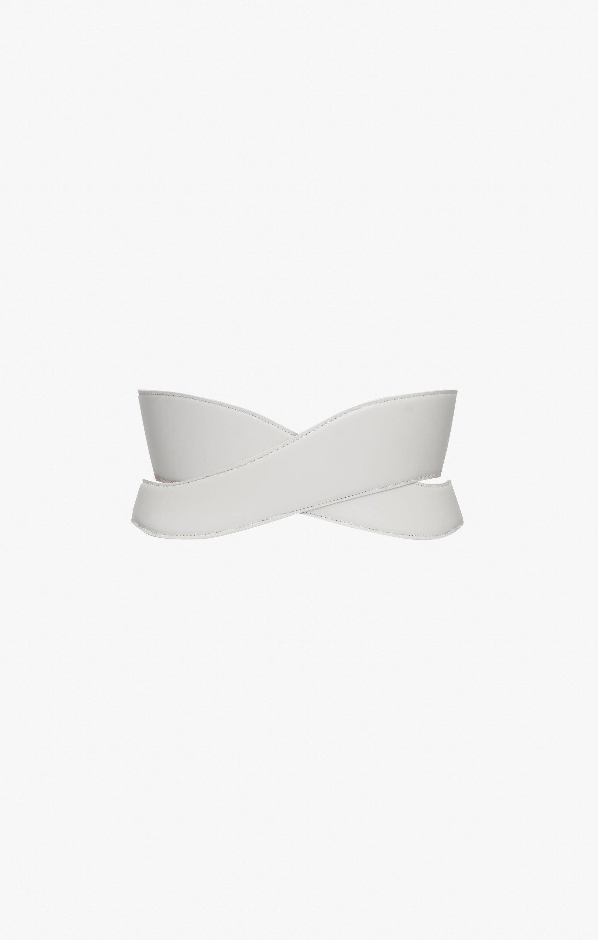 Ceinture corset croisée en cuir - Blanc Optique