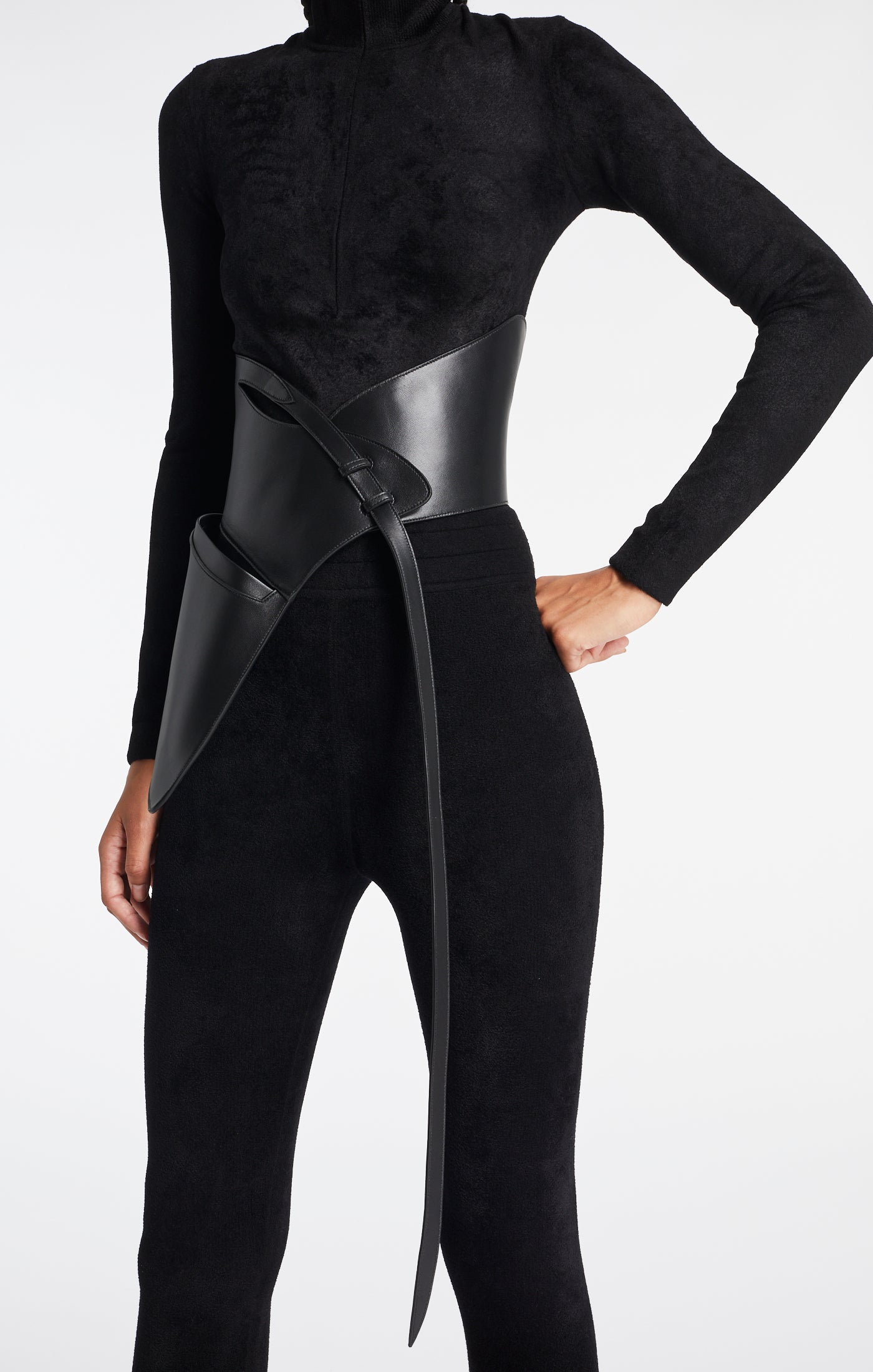 Harnais corset en cuir - Noir