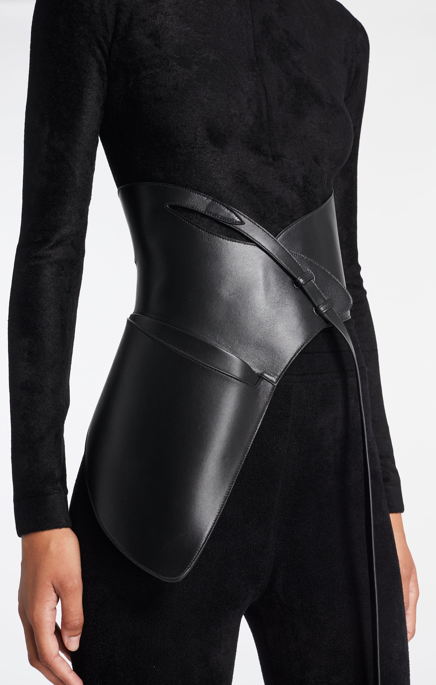 Harnais corset en cuir - Noir