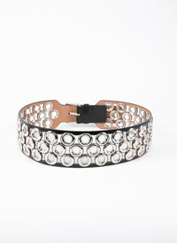 Large eyelet belt in leather - Black intense
