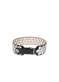 Large eyelet belt in leather - Black intense