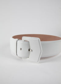 Ceinture à boucle géométrique oversize en cuir - Blanc Optique