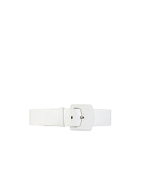 Ceinture à boucle géométrique oversize en cuir - Blanc Optique