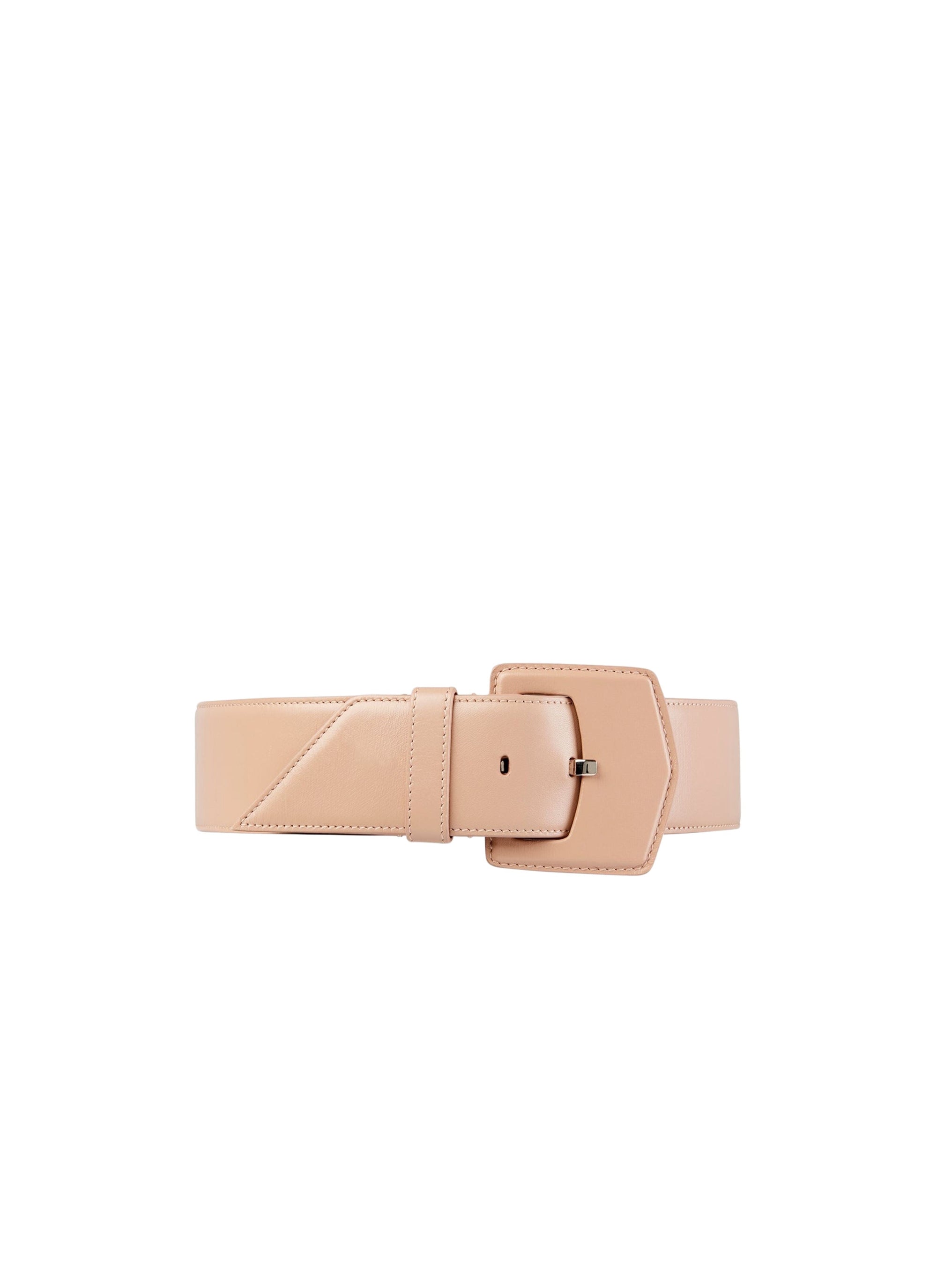 Ceinture à boucle géométrique oversize en cuir - Sable