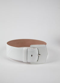 Ceinture à boucle géométrique oversize en cuir - Blanc Optique