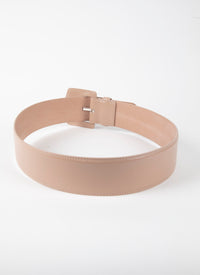 Ceinture à boucle géométrique oversize en cuir - Sable