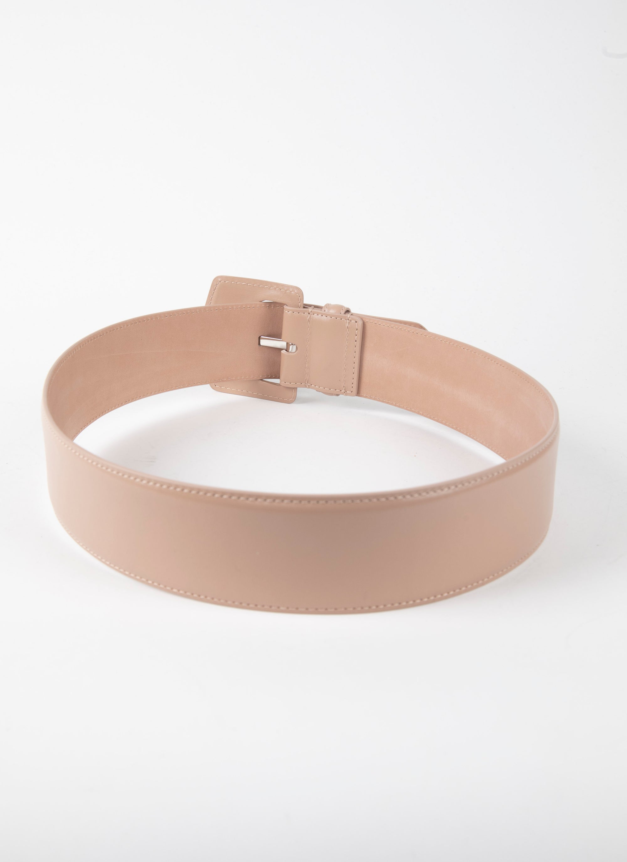 Ceinture à boucle géométrique oversize en cuir - Sable