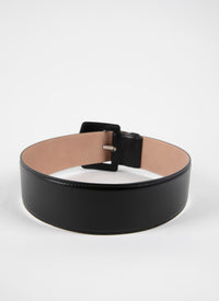 Ceinture à boucle géométrique oversize en cuir - Noir