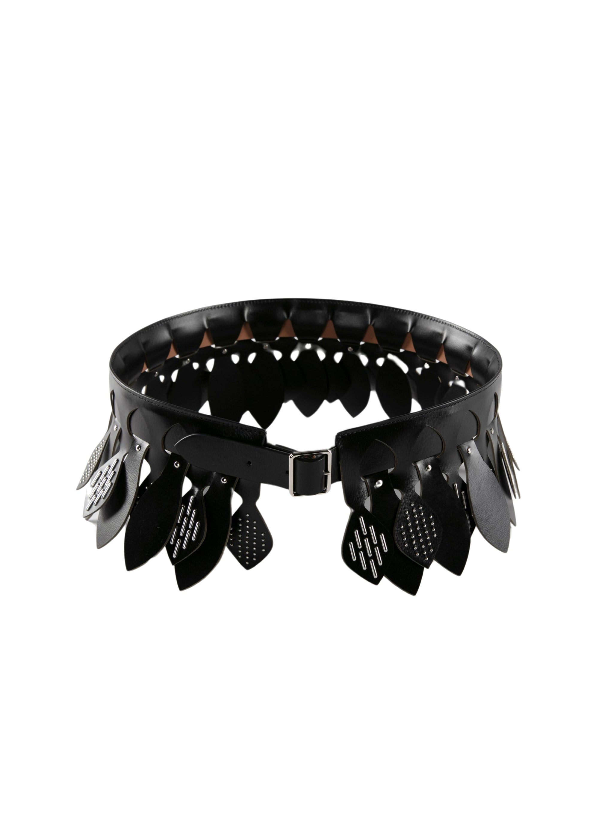 Ceinture pétale en cuir - Noir