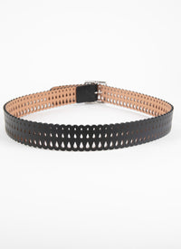 Flat leather drop belt - Black intense