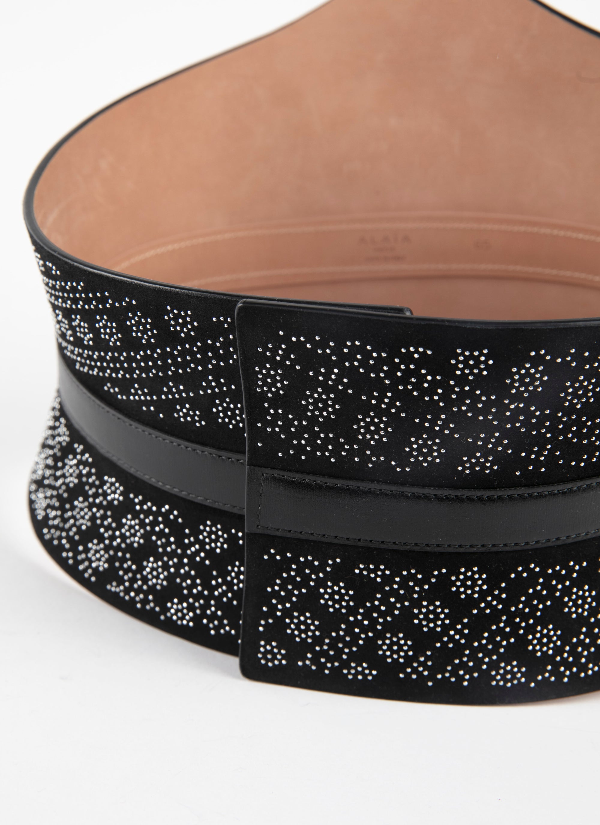 Ceinture corset à motifs cloutés en cuir - Noir