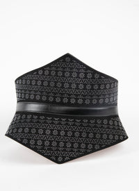 Ceinture corset à motifs cloutés en cuir - Noir
