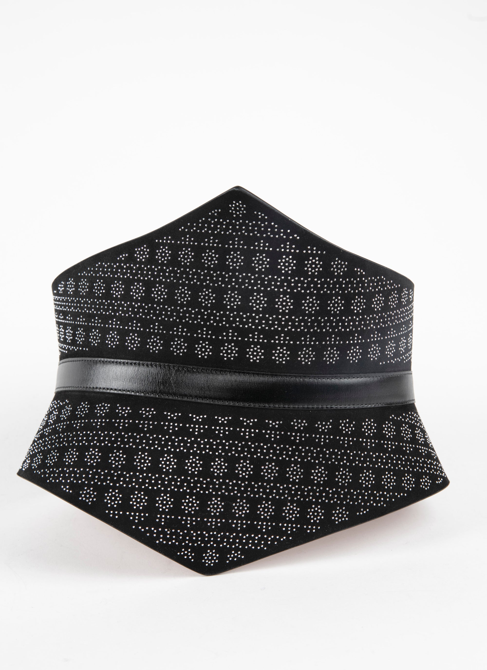 Ceinture corset à motifs cloutés en cuir - Noir