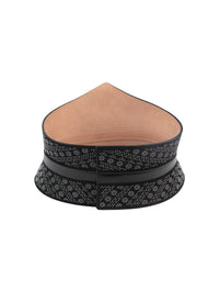 Ceinture corset à motifs cloutés en cuir - Noir