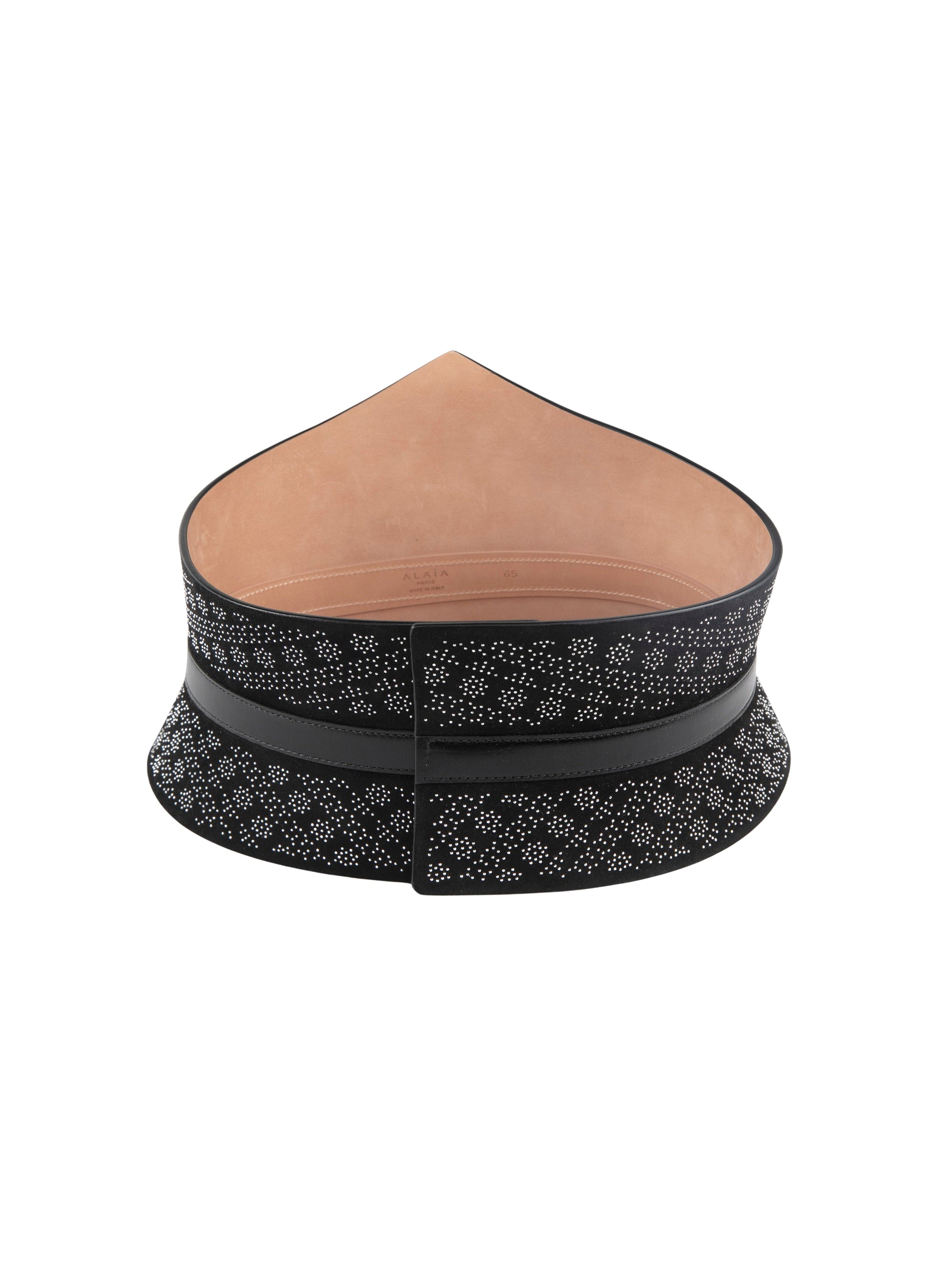 Ceinture corset à motifs cloutés en cuir - Noir