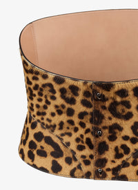 Ceinture corset en cuir à imprimé guépard - Mordore & Noir