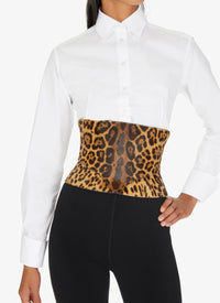 Ceinture corset en cuir à imprimé guépard - Mordore & Noir