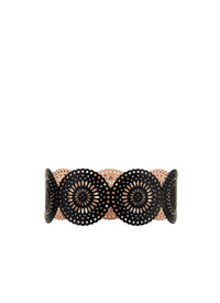 Ceinture graphique ajourée en cuir - Noir