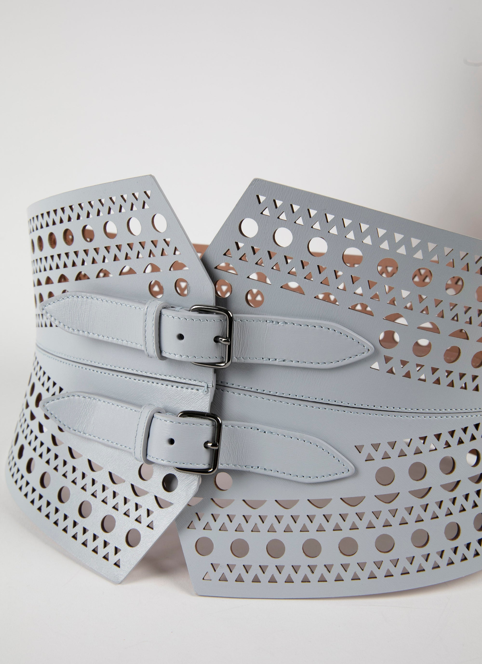 Ceinture bustier perforée à double boucle en cuir - Nuage