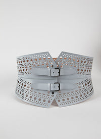 Ceinture bustier perforée à double boucle en cuir - Nuage