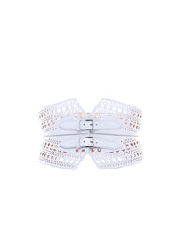Ceinture bustier perforée à double boucle en cuir - Nuage