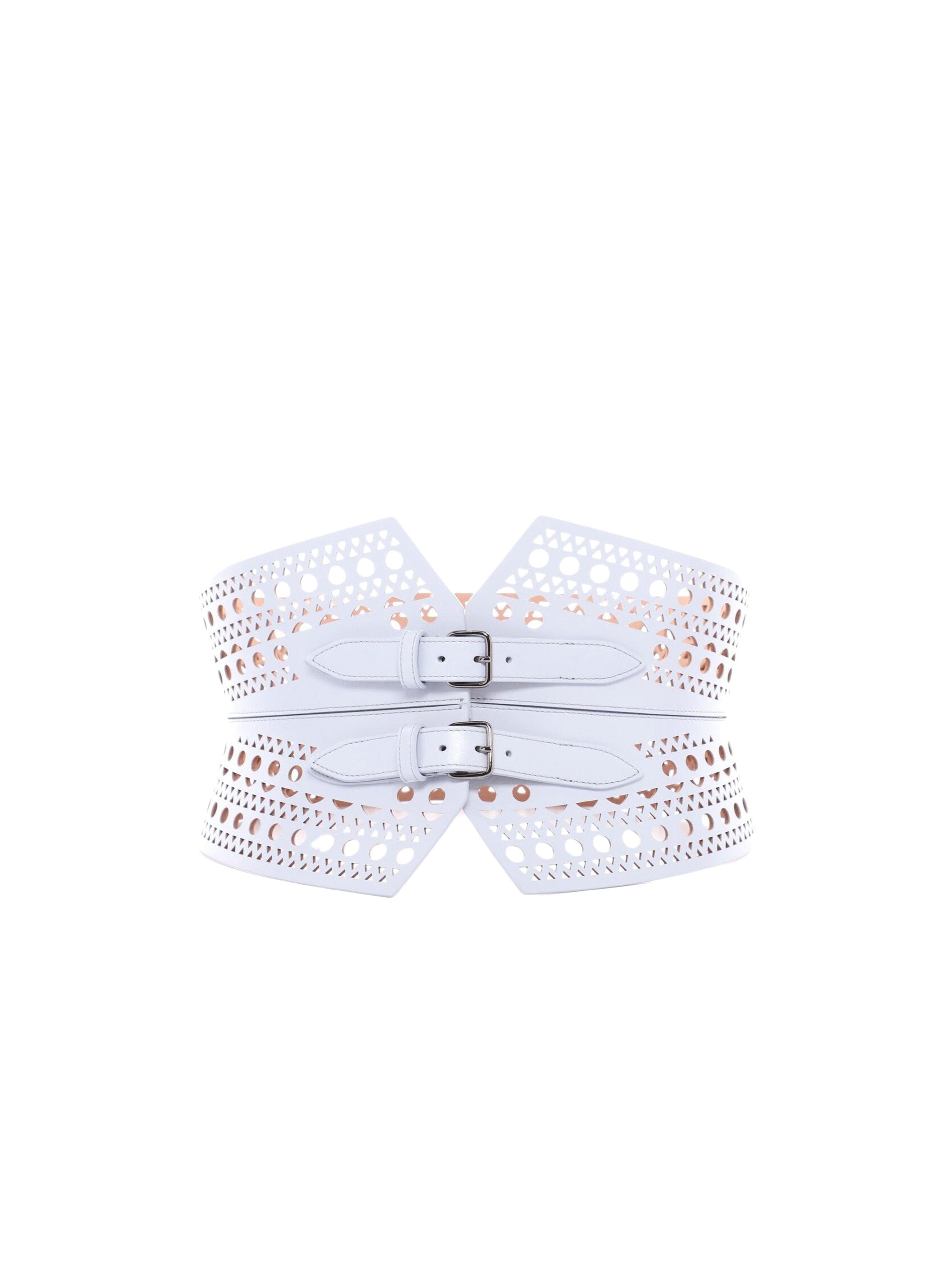 Ceinture bustier perforée à double boucle en cuir - Nuage