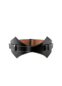 Wide cross belt in leather - Black intense