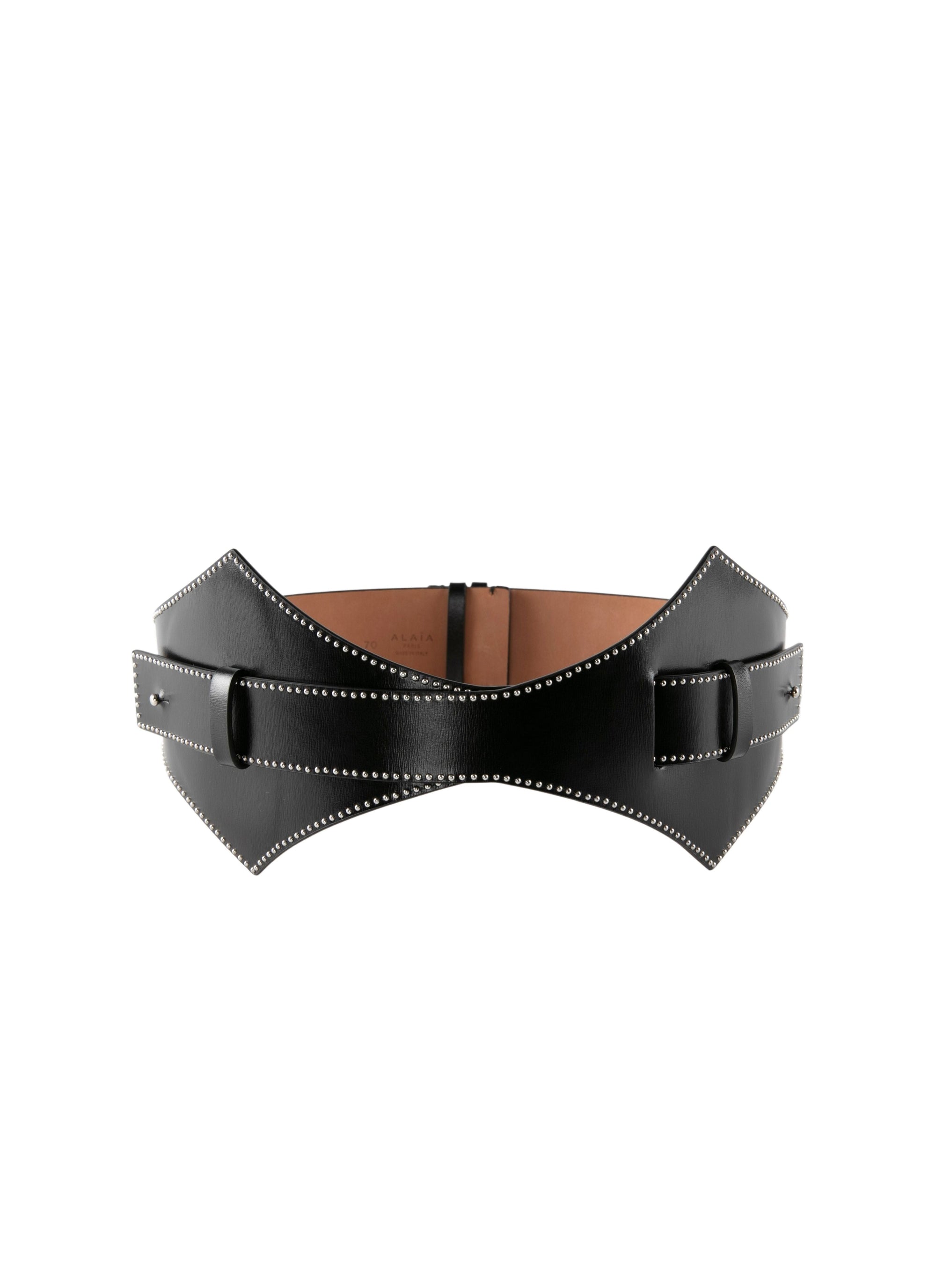 Wide cross belt in leather - Black intense