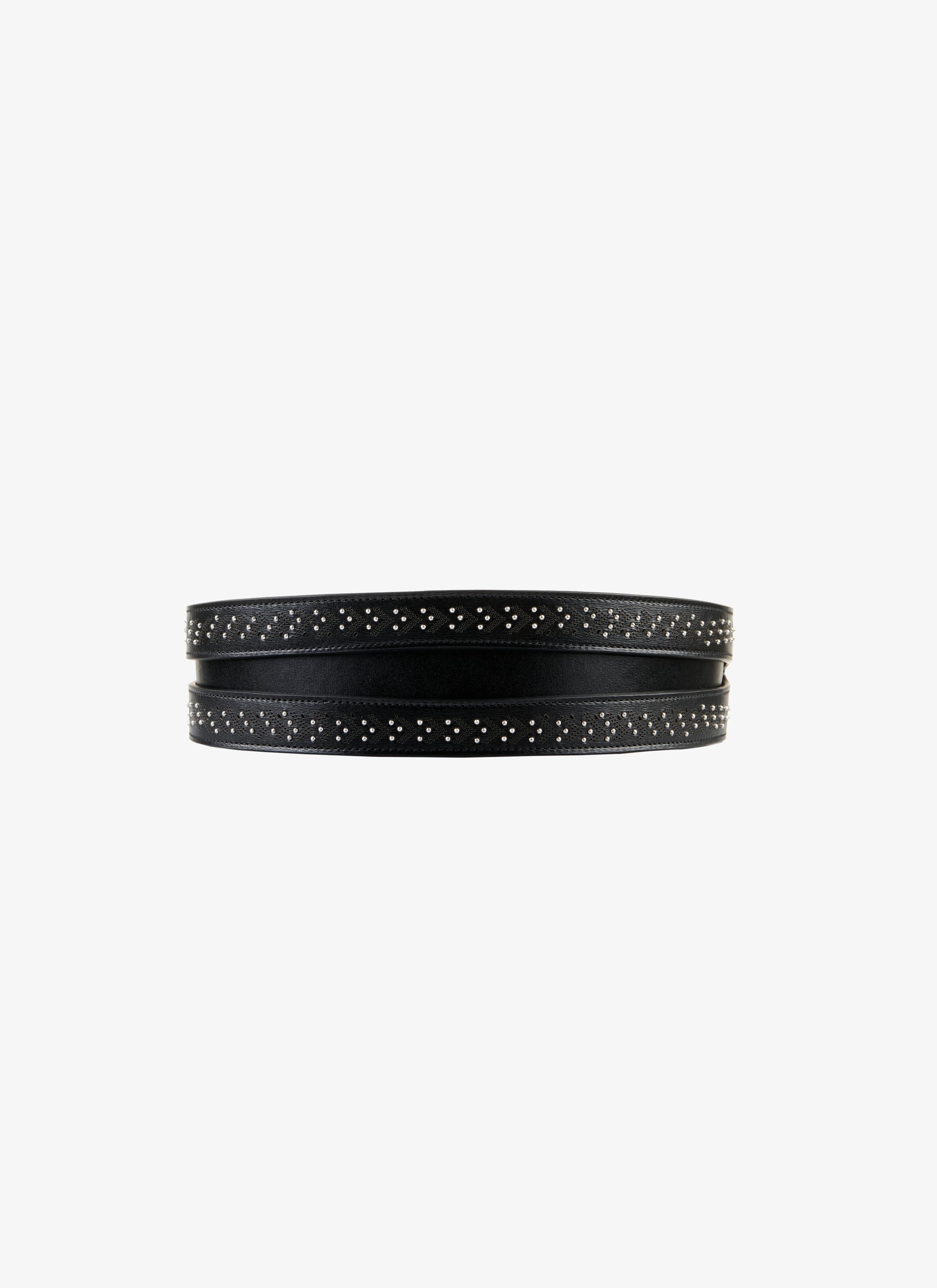 Ceinture cloutée en cuir - Noir
