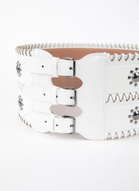Ceinture corset hinge en cuir - Blanc Optique
