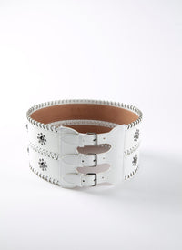 Ceinture corset hinge en cuir - Blanc Optique