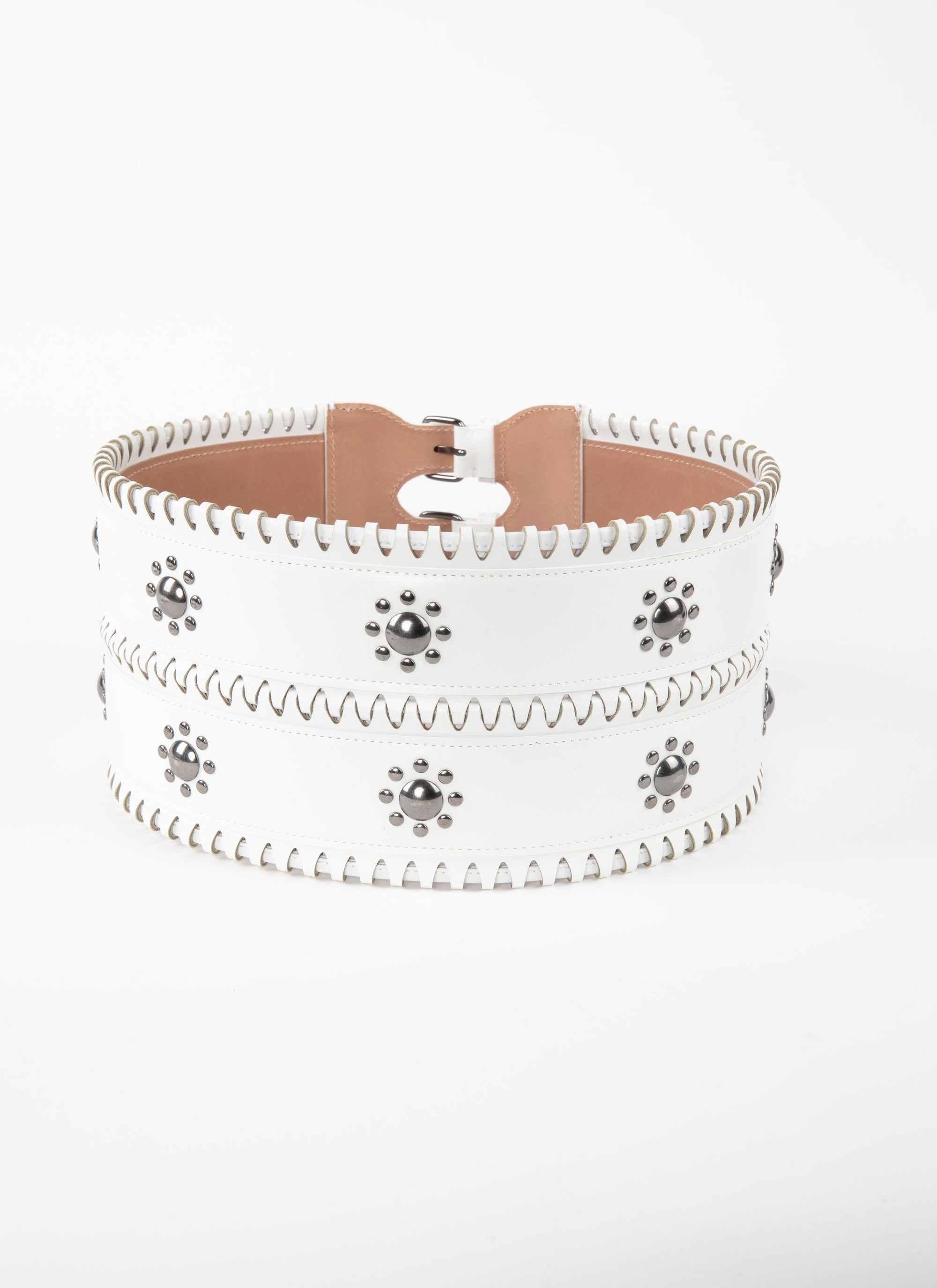 Ceinture corset hinge en cuir - Blanc Optique