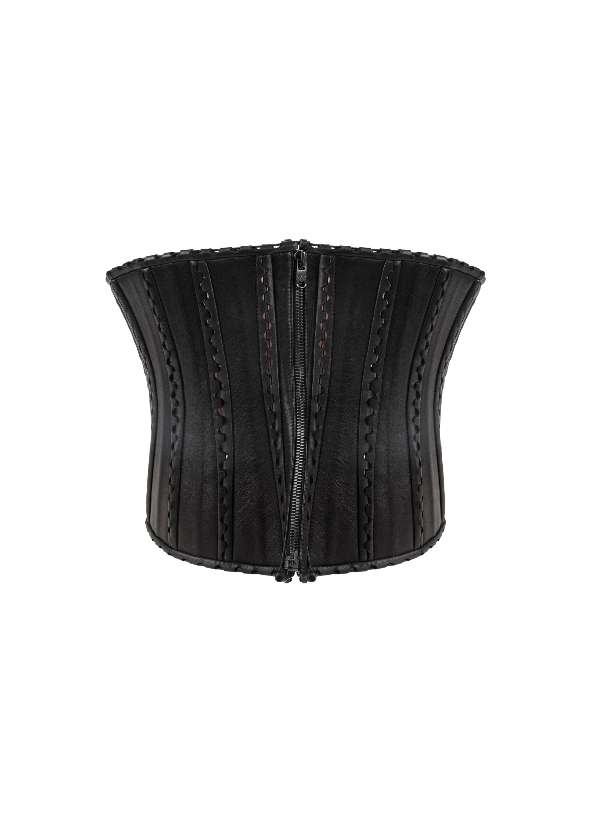 Diving hinge corset belt in leather - Black intense