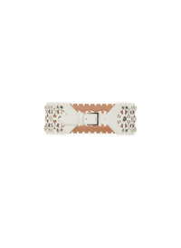 Ceinture plate perforée et cloutée en cuir - Blanc Optique