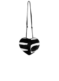 Sac à bandouilère Le Cœur en cuir - Blanc & Noir