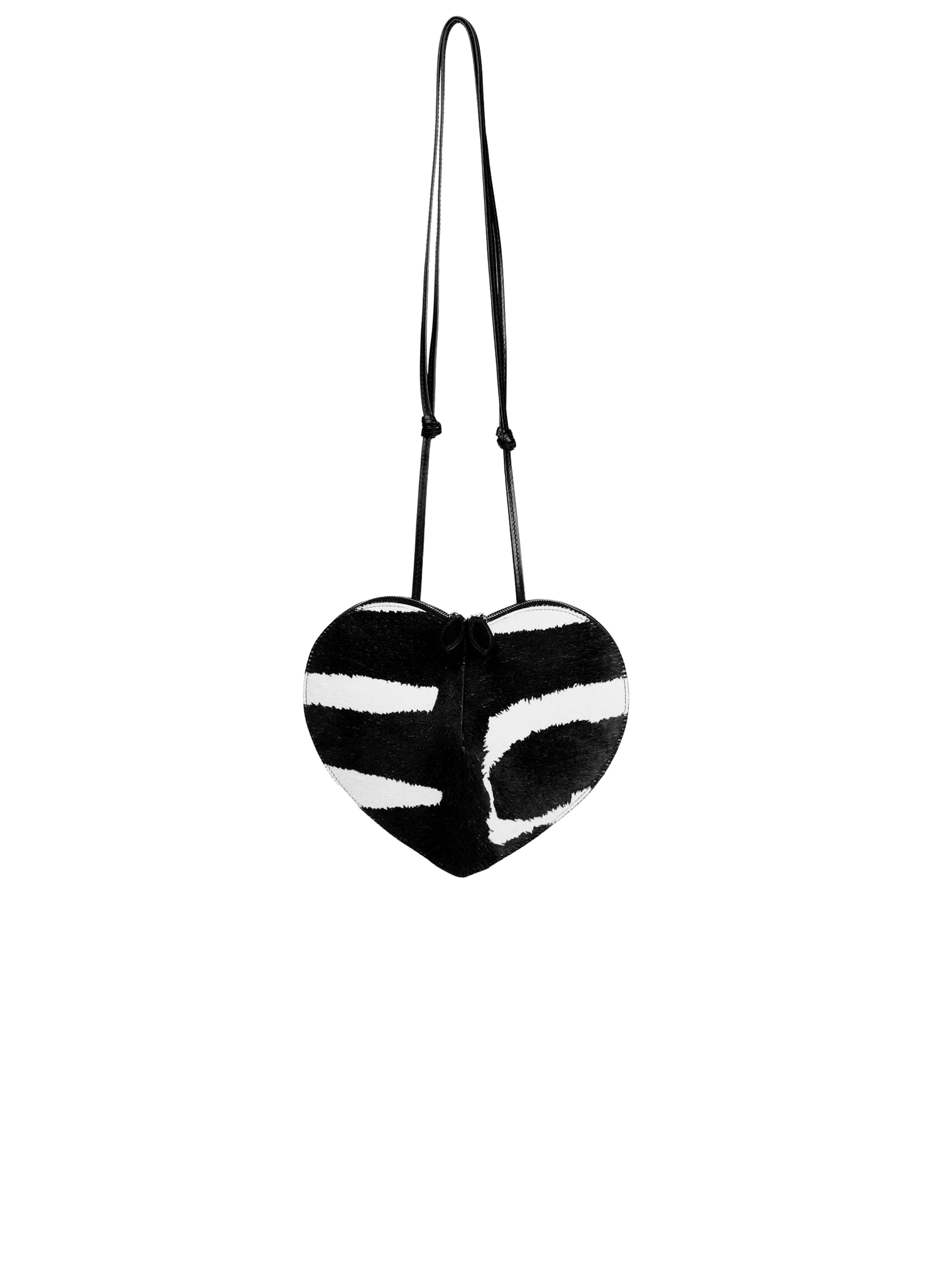 Sac à bandouilère Le Cœur en cuir - Blanc & Noir